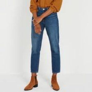 FRANK AND OAK MEDIUM WASH DENIM BILLIE RELAXED HIGH RISE CROPPED JEANS - 27